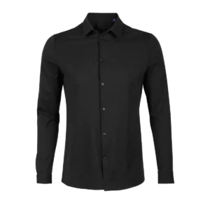 Camisa de algodón hombre NEOBLU BALTHAZAR MEN 03198 en Negro profundo, frontal sin persona.