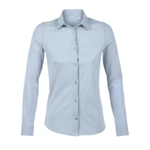 Camisa de algodón mujer NEOBLU BALTHAZAR WOMEN 03199 en Azul claro, frontal sin persona.