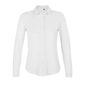 Camisa piqué mujer NEOBLU BASILE WOMEN 03791 en Blanco óptico, frontal sin persona.