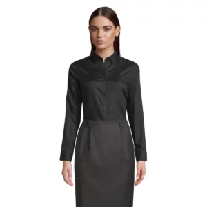Camisa sin planchado mujer NEOBLU BLAISE WOMEN 03183 en Negro profundo, vista con modelo.