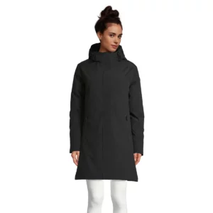 Parka acolchada mujer NEOBLU ALFI WOMEN 04005 en Negro profundo, vista frontal con modelo.