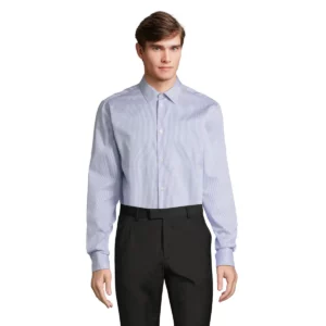 Camisa rayas hombre NEOBLU BAPTISTE MEN 04338 en Raya azul, vista frontal con modelo.