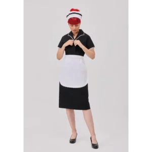 Vestido limpieza de mujer Norvil 1055 en negro, vista frontal, sobre modelo.