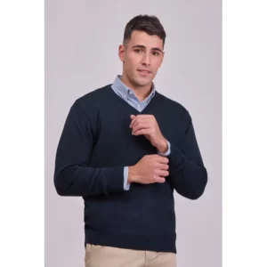 Jersey unisex Norvil 107 en marino, vista frontal, sobre modelo.