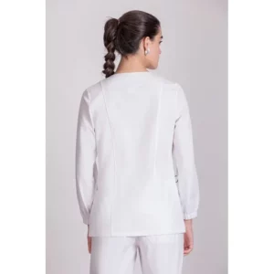 Casaca ecológica de mujer Norvil 1144 en blanco, vista trasera, sobre modelo.