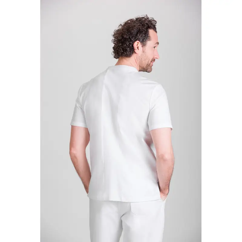 Casaca confort fit de hombre Norvil 1168 2 Casaca confort fit de hombre Norvil 1168 en blanco/turquesa, vista trasera, sobre modelo.