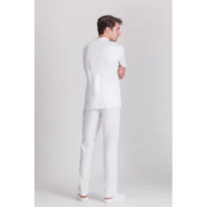 Casaca confort fit de hombre Norvil 1168 en blanco/ciruela, vista trasera, sobre modelo.