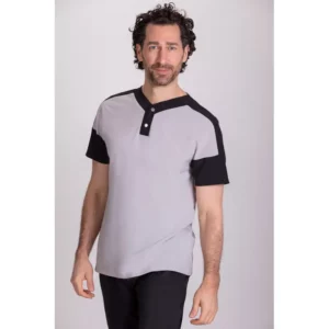 Túnica confort fit de hombre Norvil 1171 en gris/negro, vista frontal, sobre modelo.