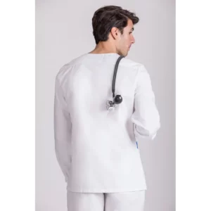 Casaca ecológica de hombre Norvil 1174 en blanco, vista trasera, sobre modelo.