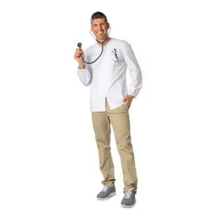 Casaca ecológica de hombre Norvil 1174 en blanco, vista frontal, sobre modelo.