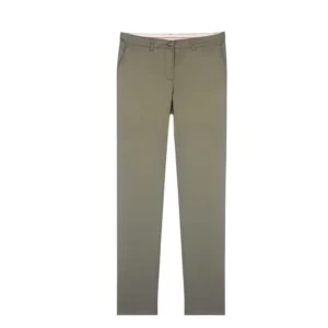 Pantalón chino skinny de mujer Norvil 1329 en verde seco, vista frontal.