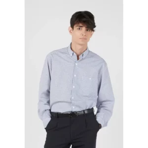 Camisa cuadros de hombre Norvil 169 en marino, vista frontal, sobre modelo.