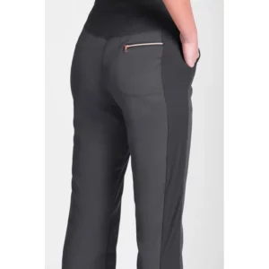 Pantalón sanitario de mujer Norvil 1717 en gris oscuro, vista trasera, sobre modelo y encuadre parcial.