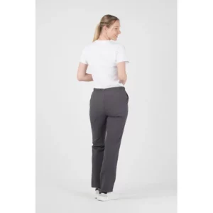 Pantalón antilejía unisex Norvil 1719 en gris oscuro, vista trasera, sobre modelo.
