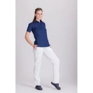 Polo Natura® de mujer Norvil 1724 en marino, vista frontal, sobre modelo.