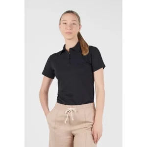 Polo Natura® de mujer Norvil 1724 en negro, vista frontal, sobre modelo.