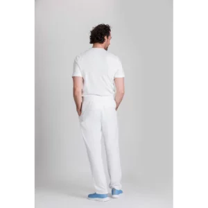 Camiseta spa de hombre Norvil 1732 en blanco, vista trasera, sobre modelo.