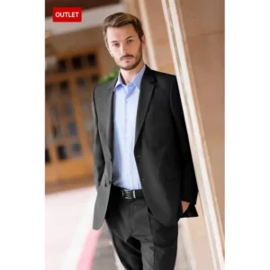 Americana de hombre regular fit Norvil 3134 en negro, vista frontal, sobre modelo.