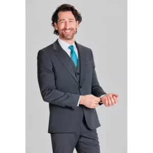 Americana de hombre easy iron Norvil 3136 en gris, vista frontal, sobre modelo.