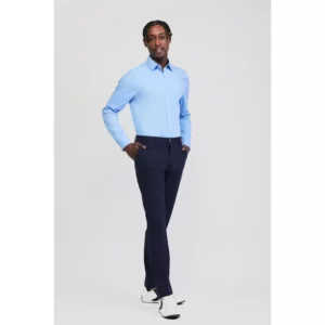 Pantalón de hombre lana fría Norvil 35 en azafata, vista frontal, sobre modelo.