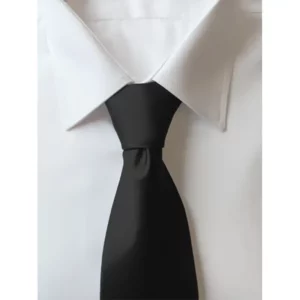 Corbata de satén Norvil 502 en negro, vista frontal.
