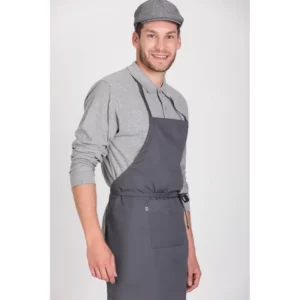 Mandil ginger road Norvil 637 en gris oscuro, vista frontal, sobre modelo.