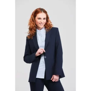 Americana de mujer lana fría Norvil 7135 en azafata, vista frontal, sobre modelo.