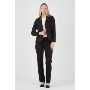 Americana de mujer confort fit Norvil 7137 en negro, vista frontal, sobre modelo.