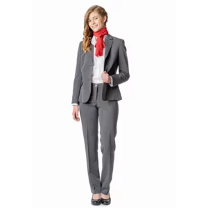 Americana de mujer confort fit Norvil 7137 en gris oscuro, vista frontal, sobre modelo.