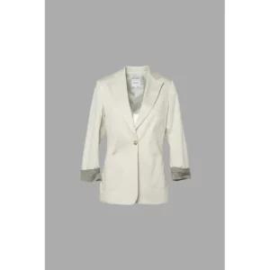 Americana combinada de mujer Norvil 7137-P084 en beige pardo, vista frontal.