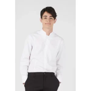 Camisa estructura de hombre Norvil 817 en blanco, vista frontal, sobre modelo.