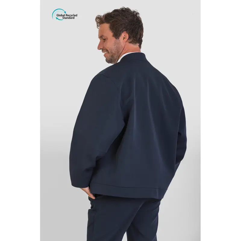 Chaqueta bomber GRS unisex Norvil LO3177 2 Chaqueta bomber GRS unisex Norvil LO3177 en marino, vista trasera, sobre modelo.