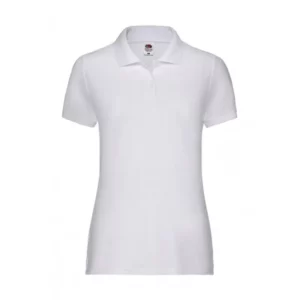 Polo básico de mujer Norvil MILAN en blanco, vista frontal.
