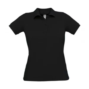 Polo premium de mujer Norvil NIZA en negro, vista frontal.
