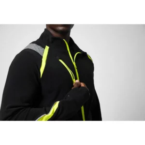Chaqueta polar hombre PROJOB 2328 642328, con modelo, detalle del cuello y cremallera