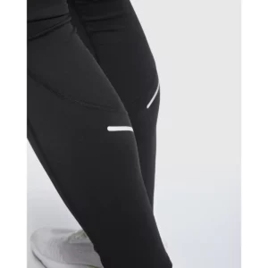 Malla larga running hombre Roly Bristol 0406, negro, detalle reflectante de la pierna con modelo