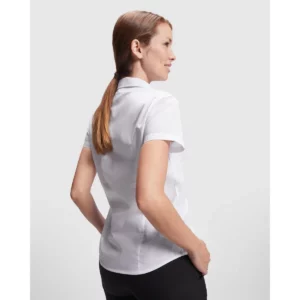 Camisa manga corta mujer Roly WRK Sofia 5061, blanco, vista posterior con modelo