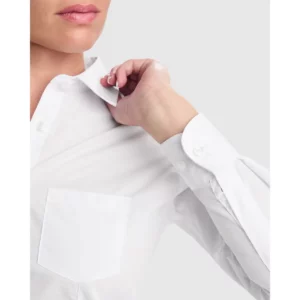 Camisa manga larga mujer Roly WRK Sofia L/S 5161, blanco, detalle del puño con modelo