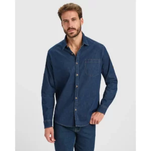 Camisa vaquera hombre Roly WRK Lujan 6706, vaquero, vista frontal con modelo