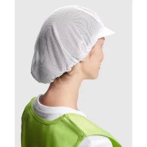 Gorro de cocina Roly WRK Atala 9083, blanco, vista posterior con modelo