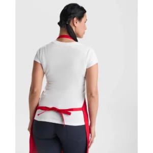 Delantal sin bolsillos Roly WRK Ramsay 9128, rojo, vista posterior con modelo