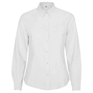 Camisa manga larga mujer Roly WRK Oxford Woman 5068, blanco, vista frontal