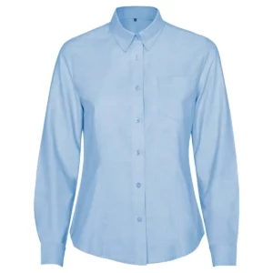 Camisa manga larga mujer Roly WRK Oxford Woman 5068, celeste, vista frontal