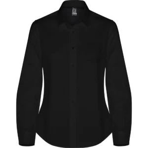 Camisa elástica mujer Roly WRK Moscu Woman 5505, negro, vista frontal