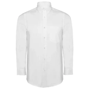 Camisa manga larga hombre Roly WRK Oxford 5507, blanco, vista frontal