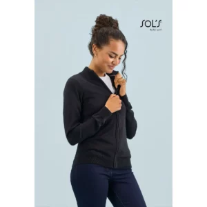 Chaqueta punto cremallera mujer SOL’S GORDON WOMEN 00550, vista con modelo.
