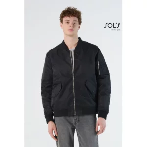 Chaqueta bomber unisex SOL’S REBEL 01616, vista con modelo.