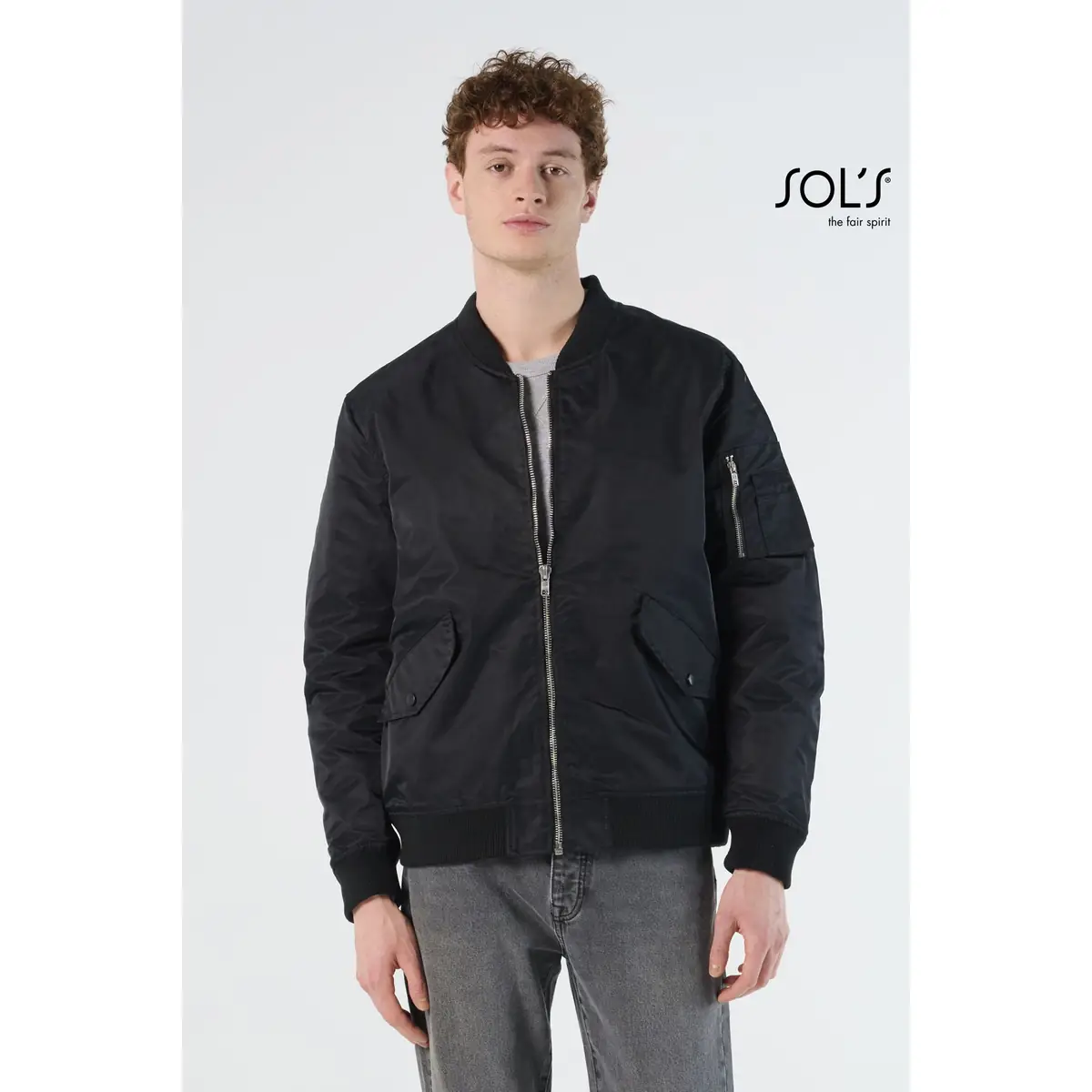 Chaqueta bomber unisex SOL’S REBEL 01616 1 Chaqueta bomber unisex SOL’S REBEL 01616, vista con modelo.