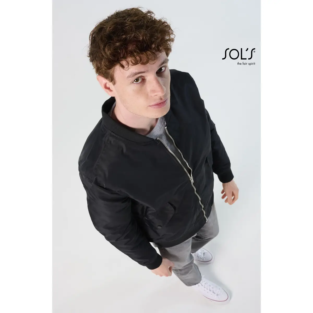Chaqueta bomber unisex SOL’S REBEL 01616 2 Chaqueta bomber unisex SOL’S REBEL 01616, vista con modelo.