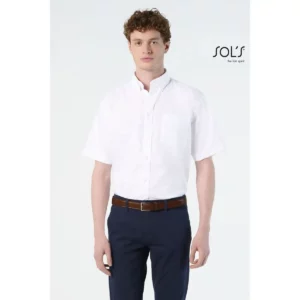 Camisa manga corta hombre SOL’S BRISBANE 16010, vista con modelo.